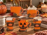 [Laser cut and engrave] Autumn Themed Pumpkin and Coffee Cup Tiered Tray Tabletop Signs