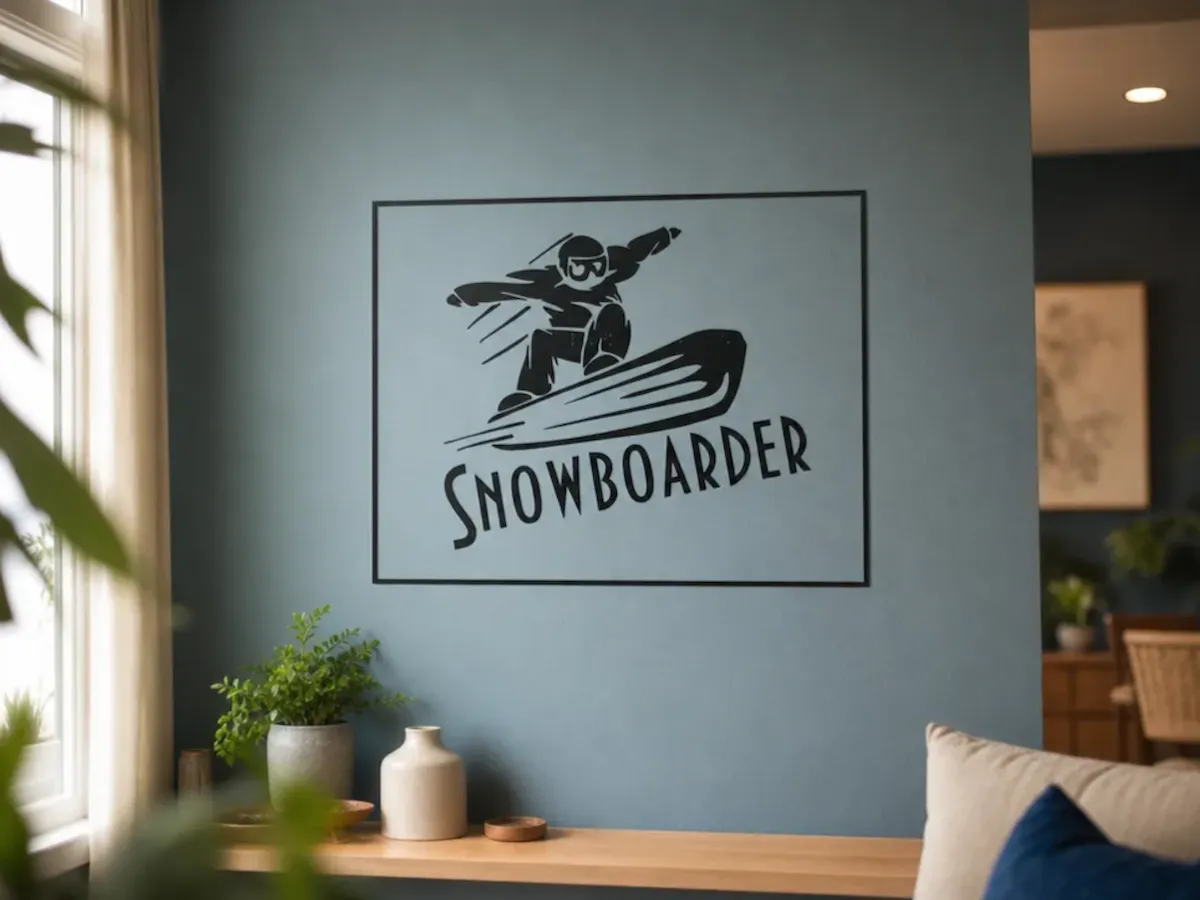 [Laser cut and engrave] Snowboarder Wall Art Sign