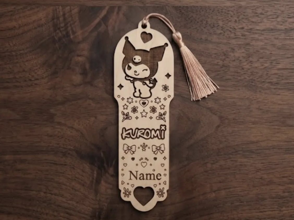 Kuromi Character Wooden Bookmark