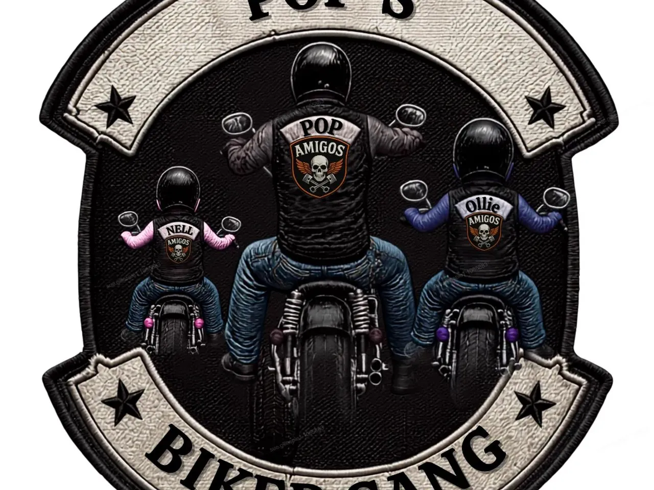 [Laser cut and engrave] Pop's Amigos Biker Gang Family Motorcycle Emblem