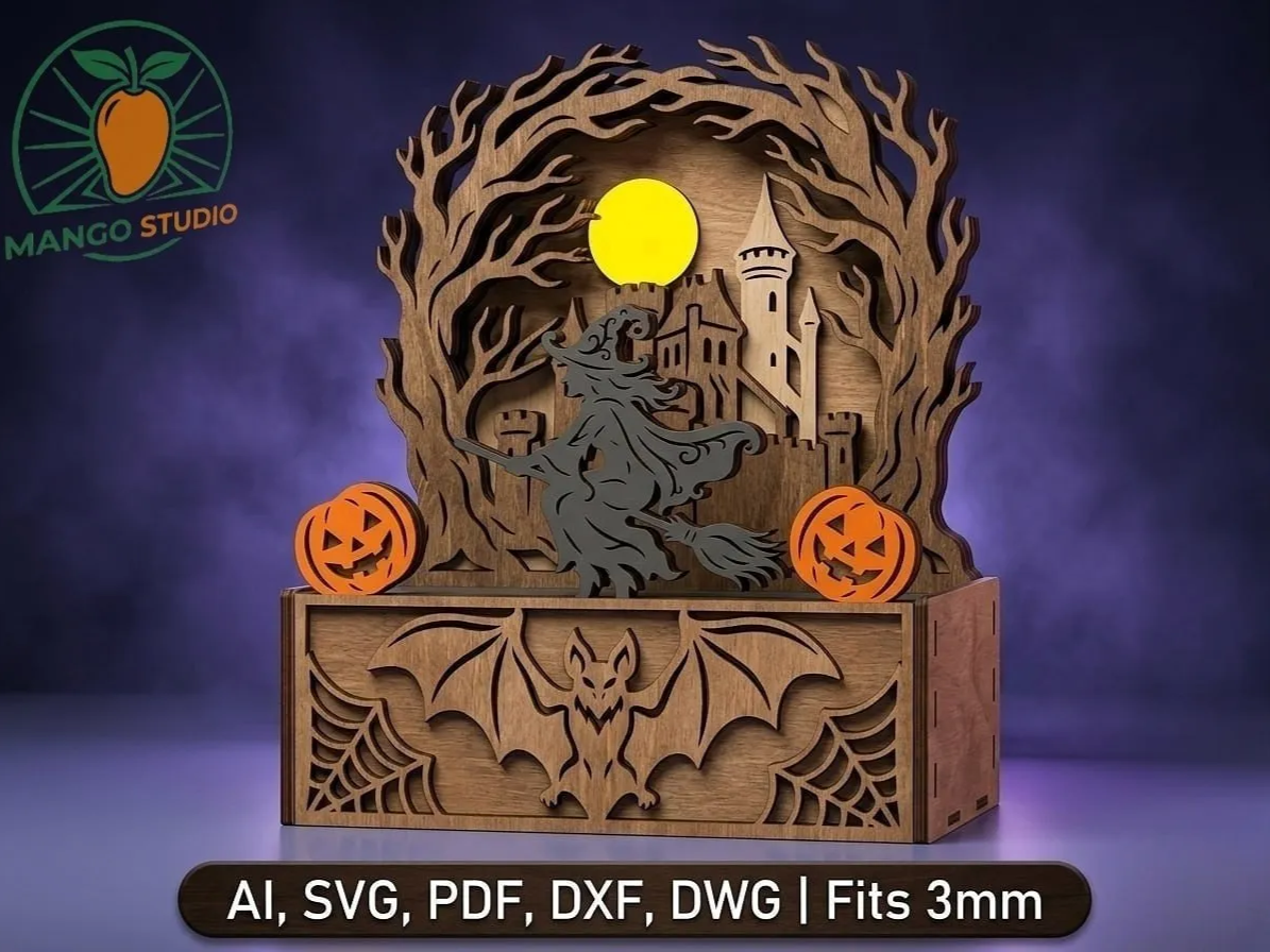 Halloween Witch Candy Box Laser SVG
