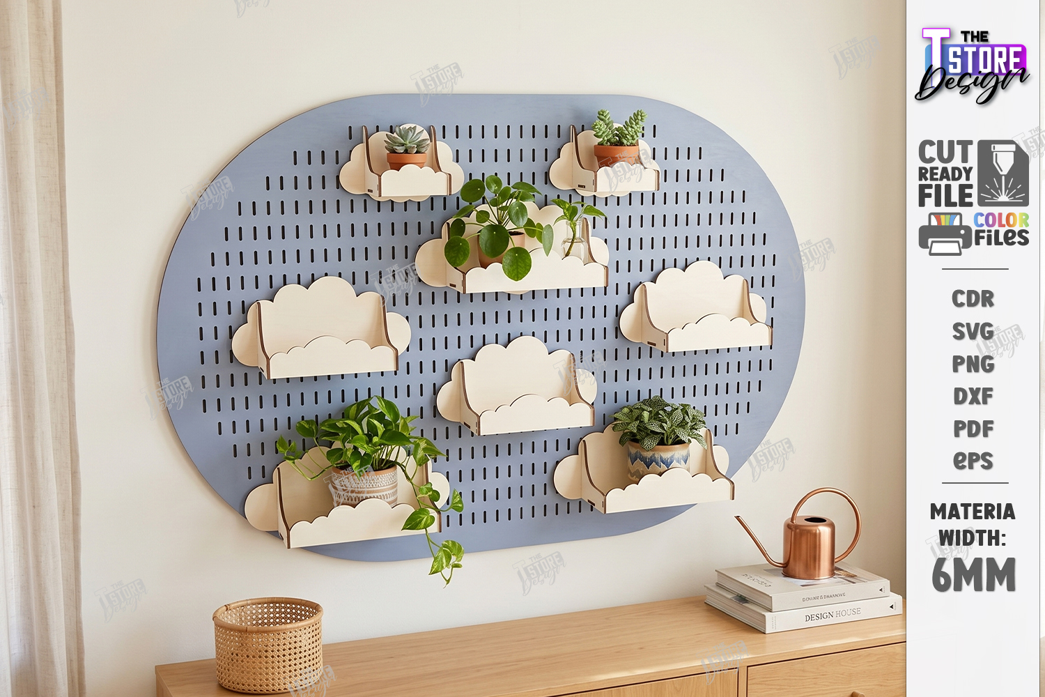 [Laser cut and engrave] Wall Mounted Pegboard Display Shelves for Indoor Plants and Home Organization Laser Cut Bundle