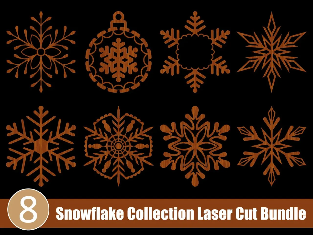 [Laser cut and engrave] Snowflake Collection Laser Cut Bundle