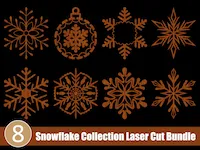 [Laser cut and engrave] Snowflake Collection Laser Cut Bundle