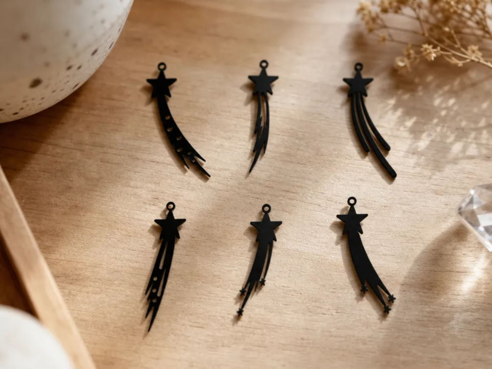 Black Shooting Star Jewelry Charms