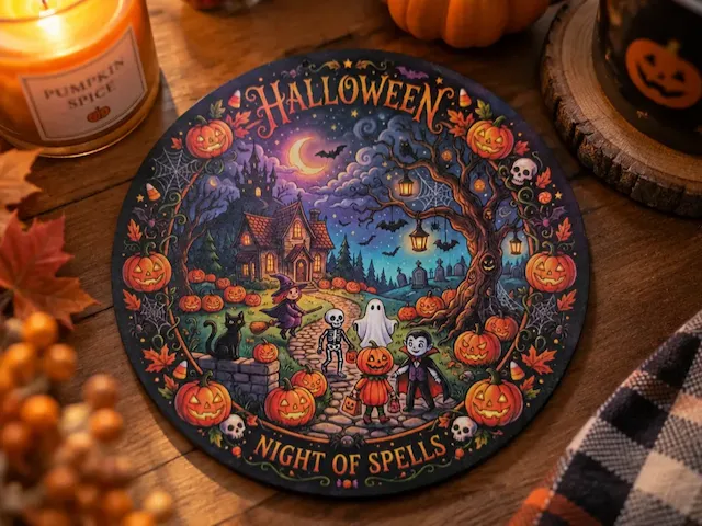 Plaque ronde illustrée Halloween Night of Spells