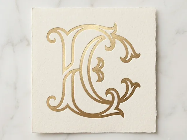 EC Ornate Wedding Monogram – Decorative Interlocked Initials with Elegant Flourishes for Laser Cut Signs, Cake Toppers & Engraving