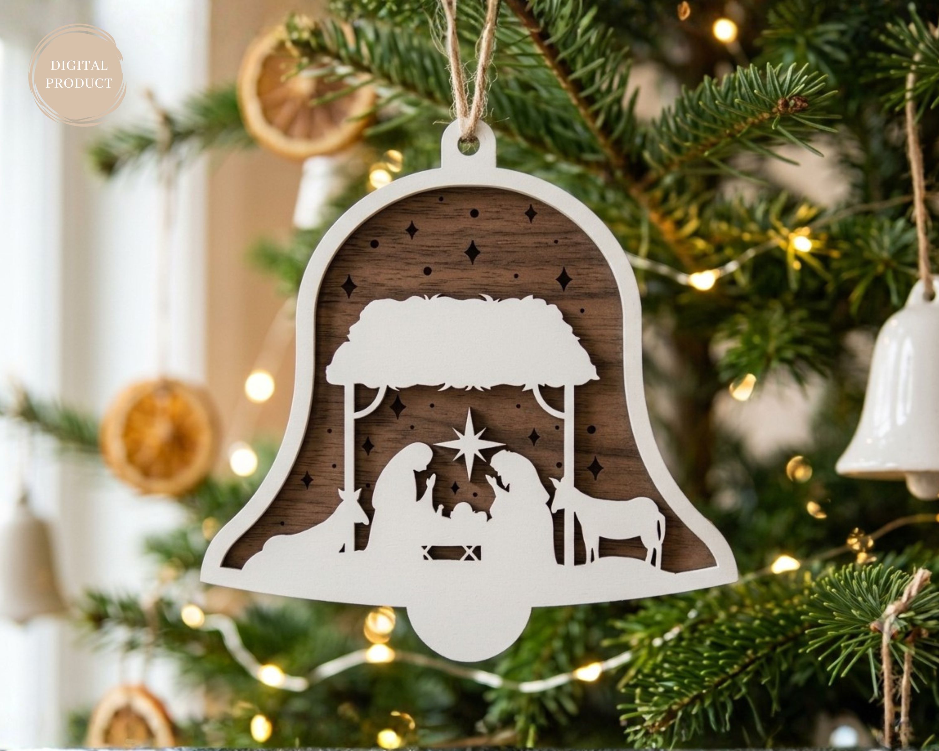 [Laser cut and engrave] Nativity Scene Ornaments SVG Bundle