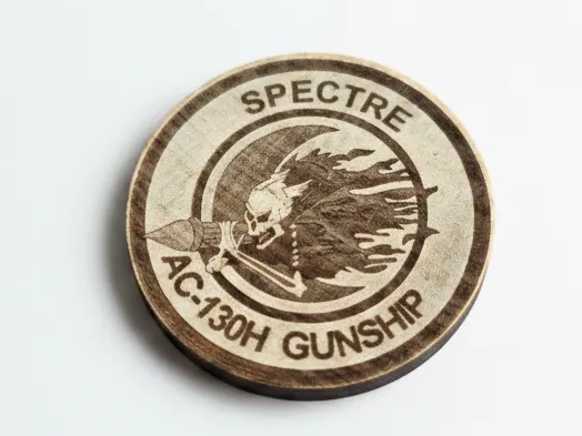 AC-130H Spectre Gunship Military Emblem Wooden Coin