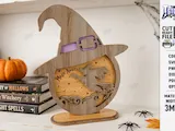 [Laser cut and engrave] Halloween Witch Hat and Spooky Theme Tabletop Decor Laser Cut Bundle. Halloween Decor. Witch Signs