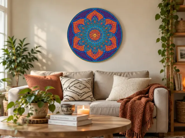 Multilayer Colorful Circular Mandala Wall Art with Intricate Geometric Patterns
