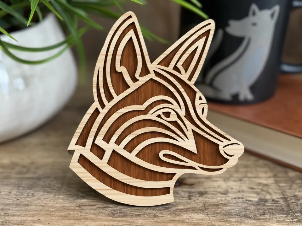 Layered Wooden German Shepherd Dog Head Wall Art - Laser Cut Design