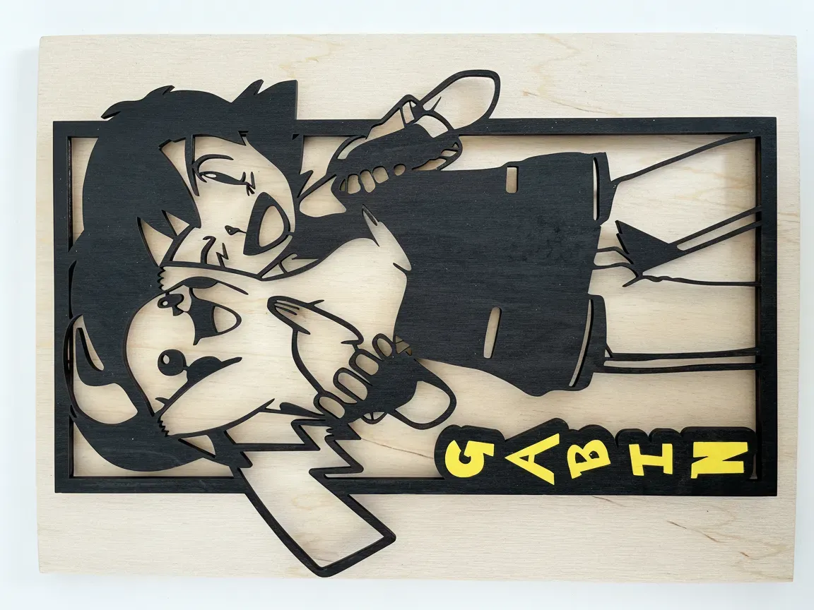 Tableau mural personnalisé avec Sacha et Pikachu pour chambre d'enfant avec prénom