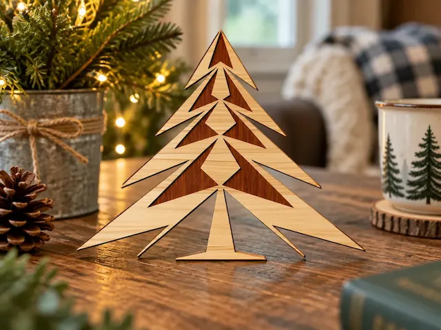 Geometric Wooden Christmas Tree Tabletop Ornament
