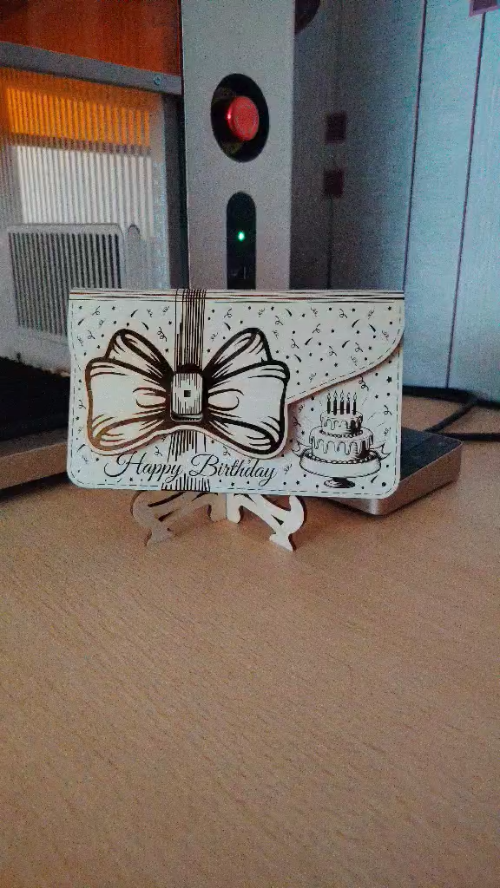 [Laser cut and engrave] Happy Birthday Greeting Card, Money Envelope, Folding Card Laser Cut