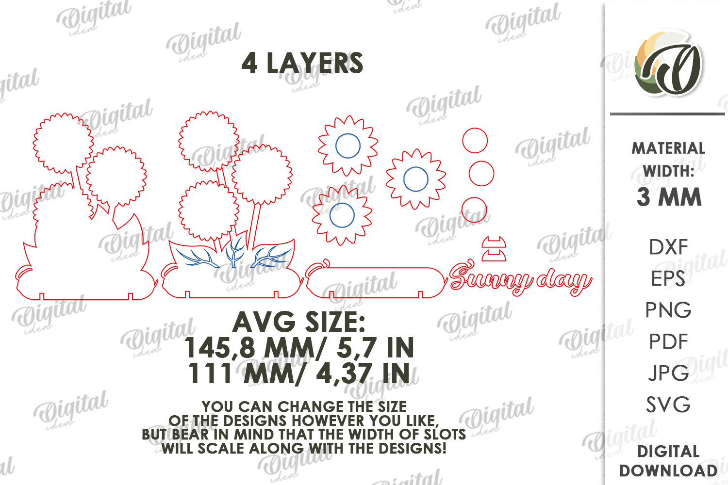 [Laser cut and engrave] 3D Flower Stands Bundle. Plant Home Decor Laser Cut Files. Floral Shelf Sitter SVG. Summer. Mother's Day Gift. Spring Standing decor
