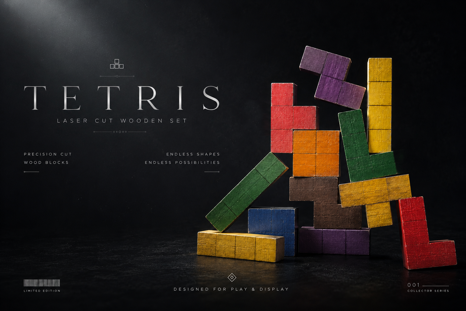 [Laser cut and engrave] Laser Cut Tetris Set