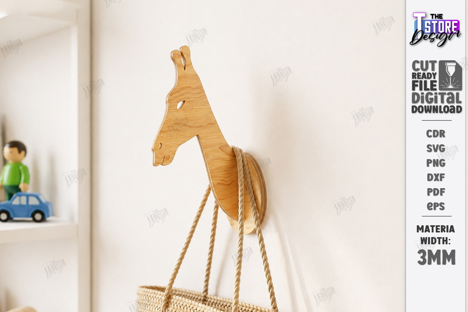 [Laser cut and engrave] 3D Animal Wall Hooks Laser Cut | Wooden Hanger Designs | Safari and Forest Animals | Wall Decor | Entryway Storage Organizers | Wooden Rope Hanger Uti