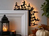 [Laser cut and engrave] Halloween Witch and Haunted House Door Corner Sign