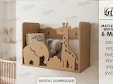 [Laser cut and engrave] 3D Kids Nursery Wall Shelves Bundle. Cute Animal Bookshelf Laser Cut Files. Children's Room Storage Shelf SVG. Toy Display Shelf. Baby