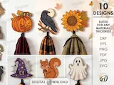 [Laser cut and engrave] Halloween Coat Hooks Bundle. Fall Wall Hook Laser cut Files. Rustic Autumn Home Decor. Pumpkin SVG. Ghost. Raven. Farmhouse
