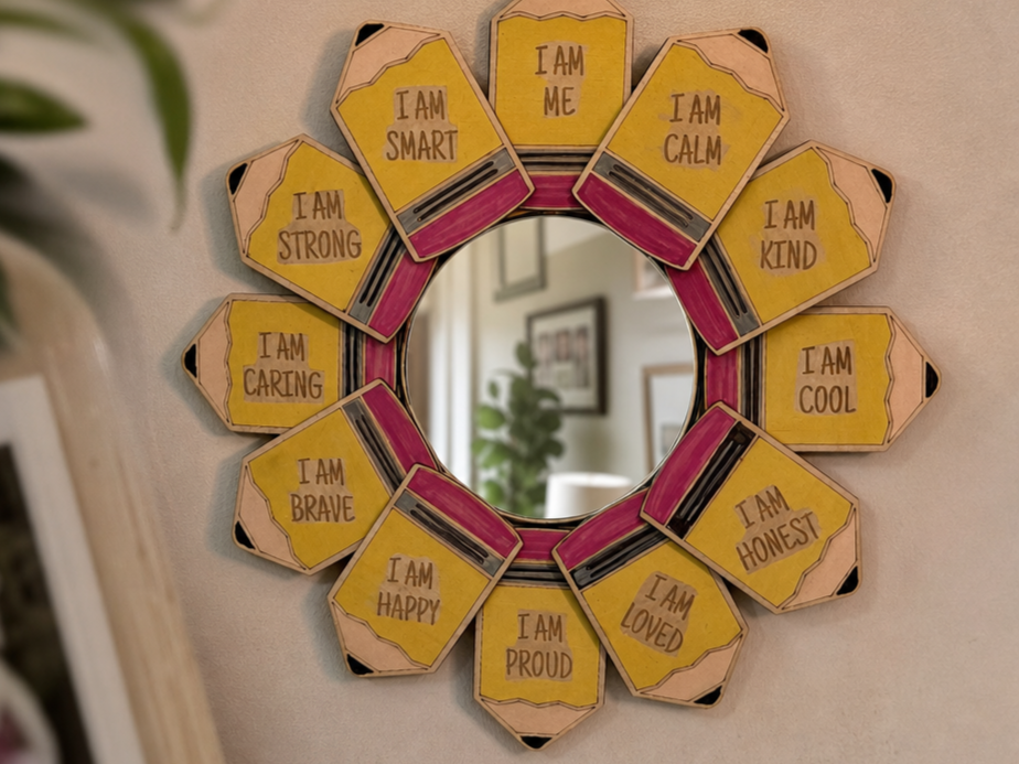 Pencil-Themed Affirmation Station Wall Mirror