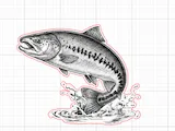 [Laser cut and engrave] Leaping Salmon Wooden Wall Art Cutout