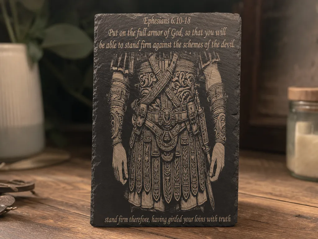 Armor of God Slate Plaque with Ephesians 6 Scripture Verse