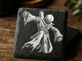 [Laser cut and engrave] Scarecrow Illustration on Square Slate Coaster