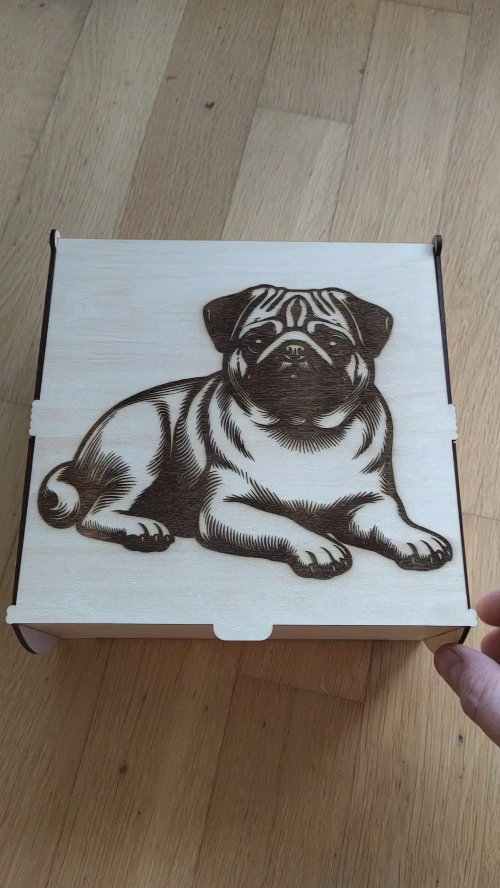 [Laser cut and engrave] Holzkisten mit Mops-Motiv zur Aufbewahrung - Box mit Hundemotiv - Box Bundle