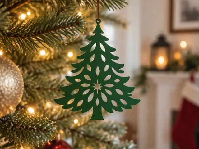 Green Christmas Tree Ornament with Star Cutout