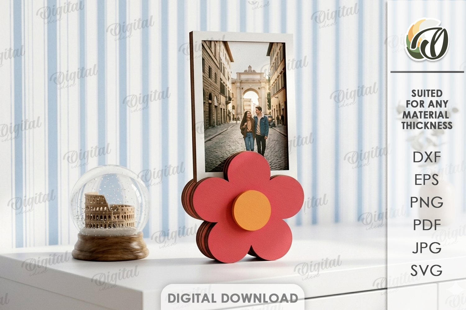[Laser cut and engrave] 3D Polaroid Holder Bundle. 10 Cute Photo Stands Laser cut files. Desk Picture Display. Minimalist Home Decor. Heart. Daisy SVG. Retro