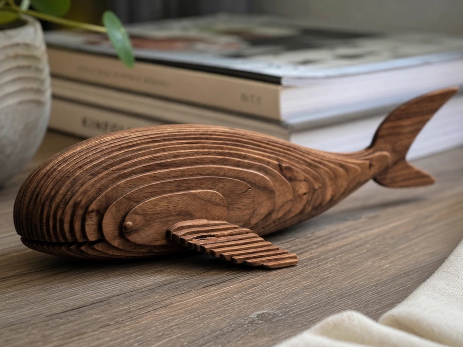 Layered Whale Figurine for Nautical Home Decor