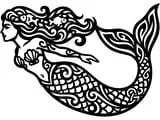 [Laser cut and engrave] Silhouette murale en métal représentant une sirène ornée de motifs complexes