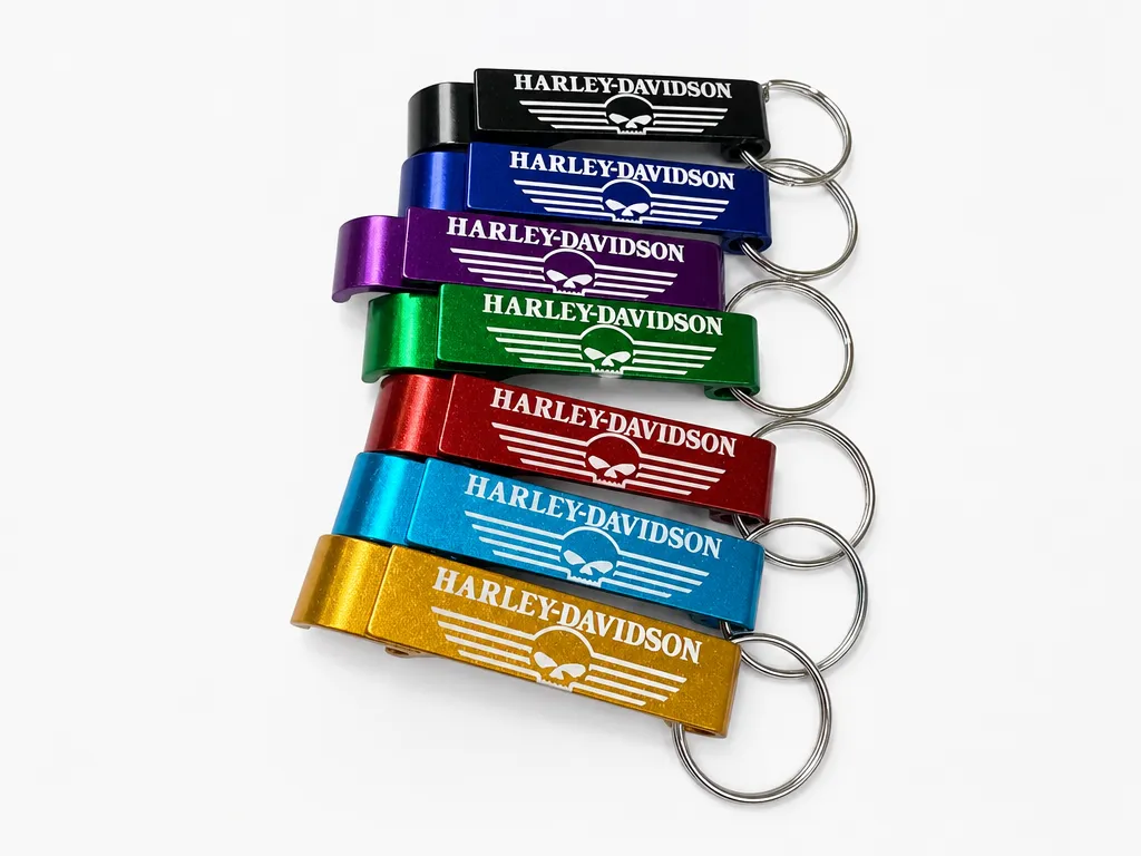 Portachiavi apribottiglie colorati con logo Harley-Davidson