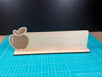 [Laser cut and engrave] Wooden Desk Name Plate with Apple Motif