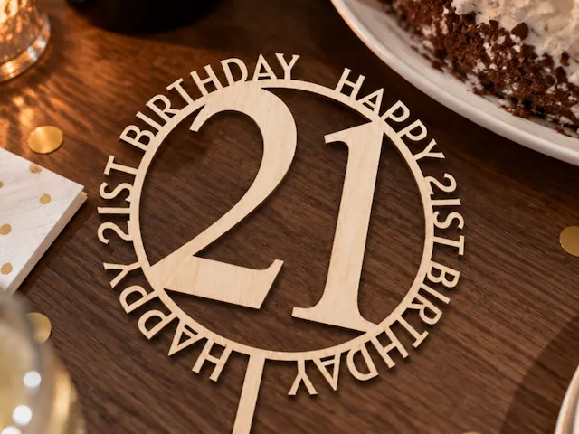 Happy 21st Birthday Circular Cake Topper
