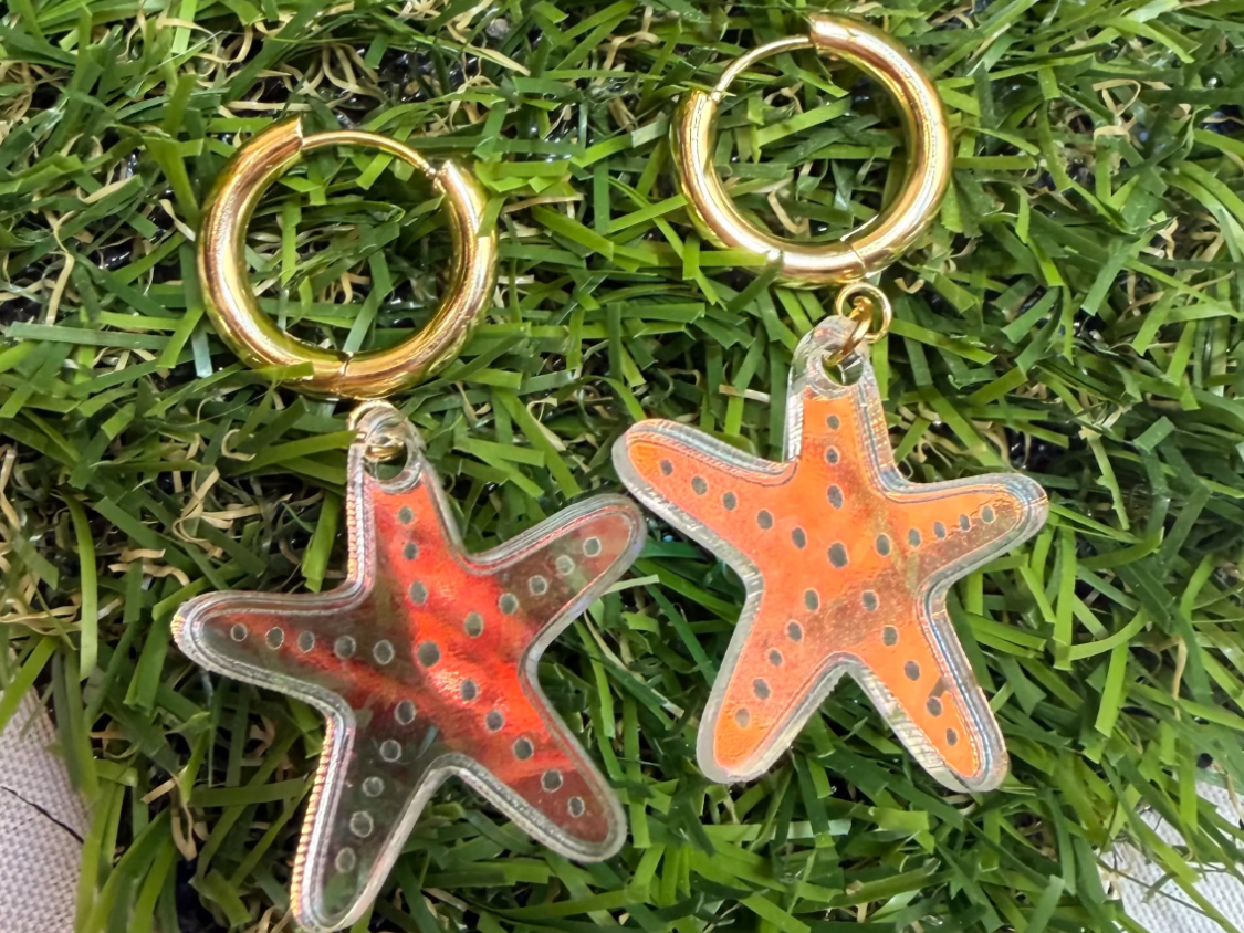 Pendientes de aro con colgantes de estrella de mar