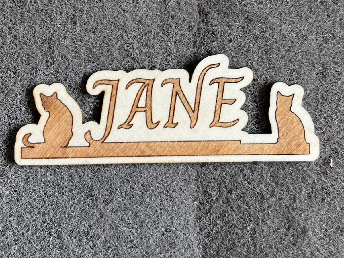 [Laser cut and engrave] Jane Name Sign with Cat Silhouettes