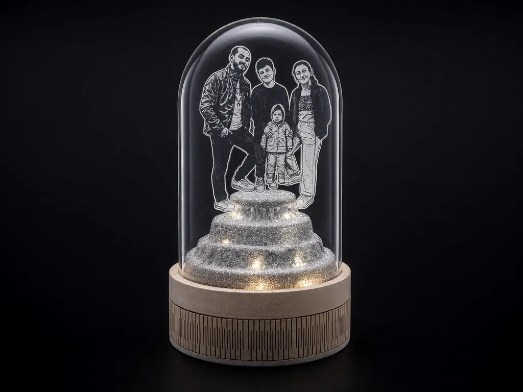 Illuminated Family Portrait Glass Dome Keepsake