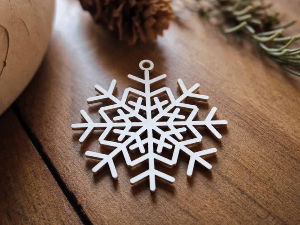 White Snowflake Ornament free Christmas SVG laser cut design