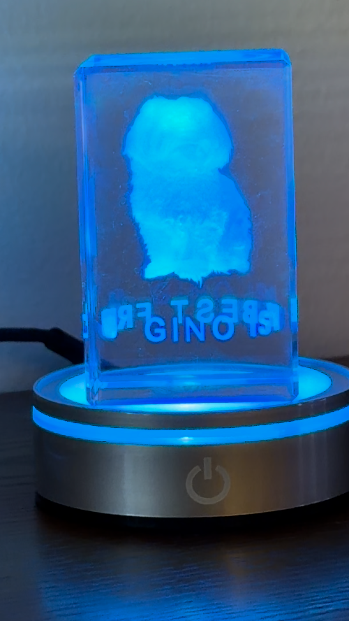 [Laser cut and engrave] Crystal Block with Shih Tzu Portrait and Best Friend Text