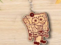 [Laser cut and engrave] Llavero de madera con diseño de Bob Esponja