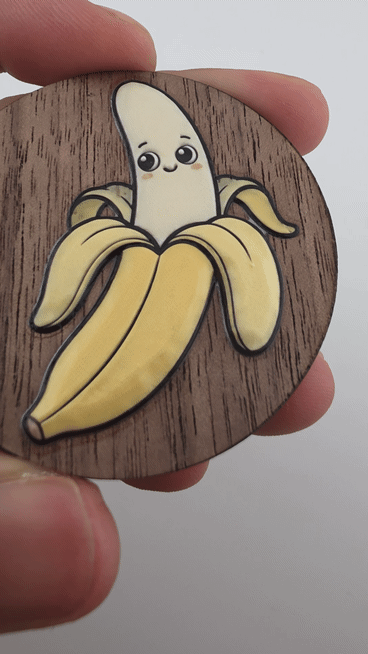 [Inkjet printing,Other] Cute Kawaii Banana Character Round Wooden Coaster