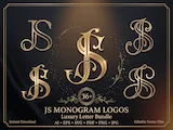 [Laser cut and engrave] 36 Elegant JS Monogram Logo Bundle