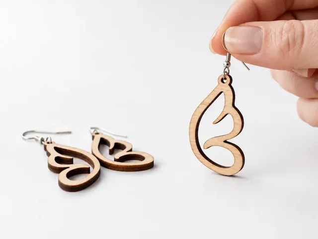 Wooden butterfly wing dangle earrings
