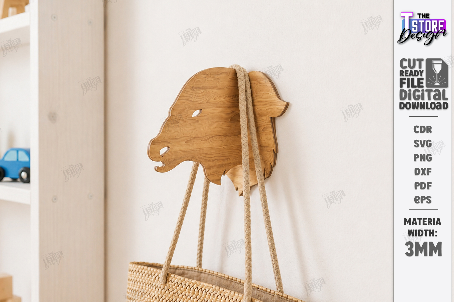 [Laser cut and engrave] 3D Animal Wall Hooks Laser Cut | Wooden Hanger Designs | Safari and Forest Animals | Wall Decor | Entryway Storage Organizers | Wooden Rope Hanger Uti