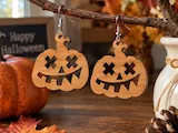 [Laser cut and engrave] Jack-o'-lantern Pumpkin Halloween Earrings