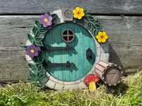 [Laser cut and engrave] Wooden Hobbit Gnome Door with Lantern Mailbox for Garden