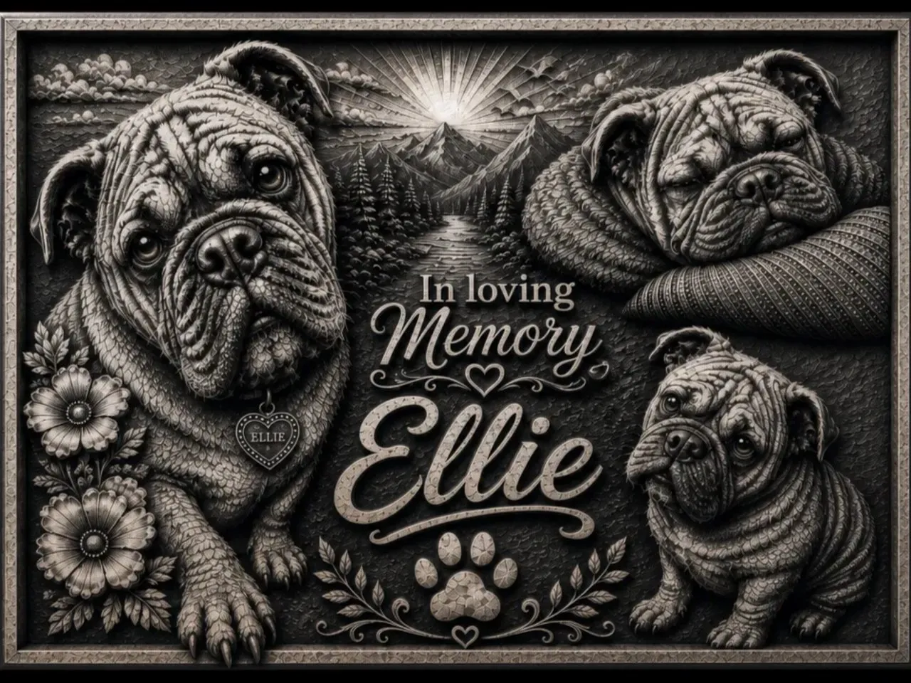 [Laser cut and engrave,UV printing,DTF Printing] Laser-Engraved Pet Memorial Tile – In Loving Memory of Ellie